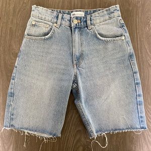 Zara mid-length denim shorts
